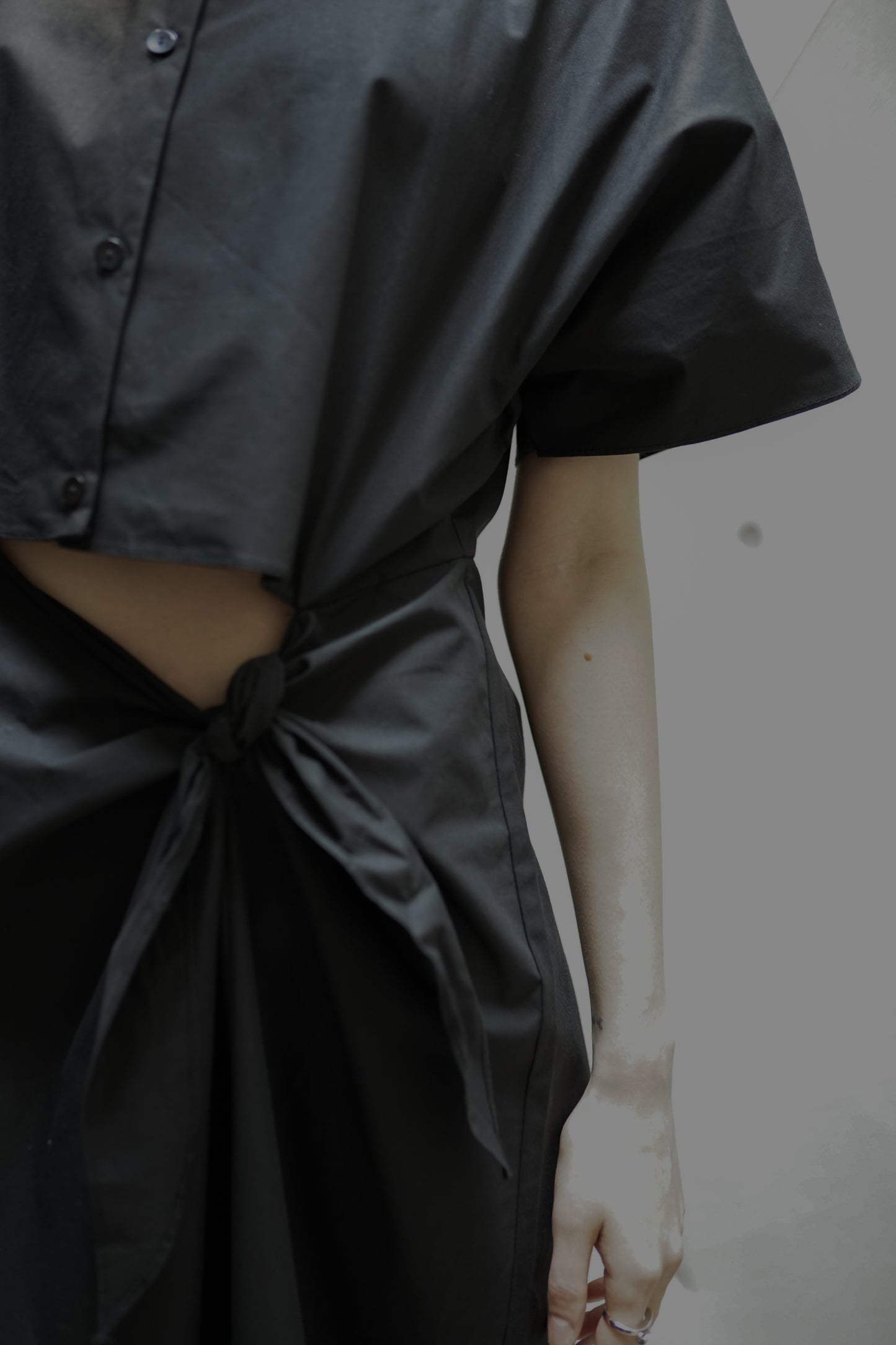 front open shirt one-piece