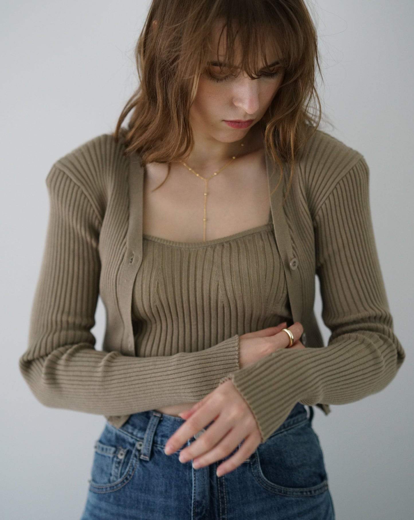 Ribknit cami &cardigan