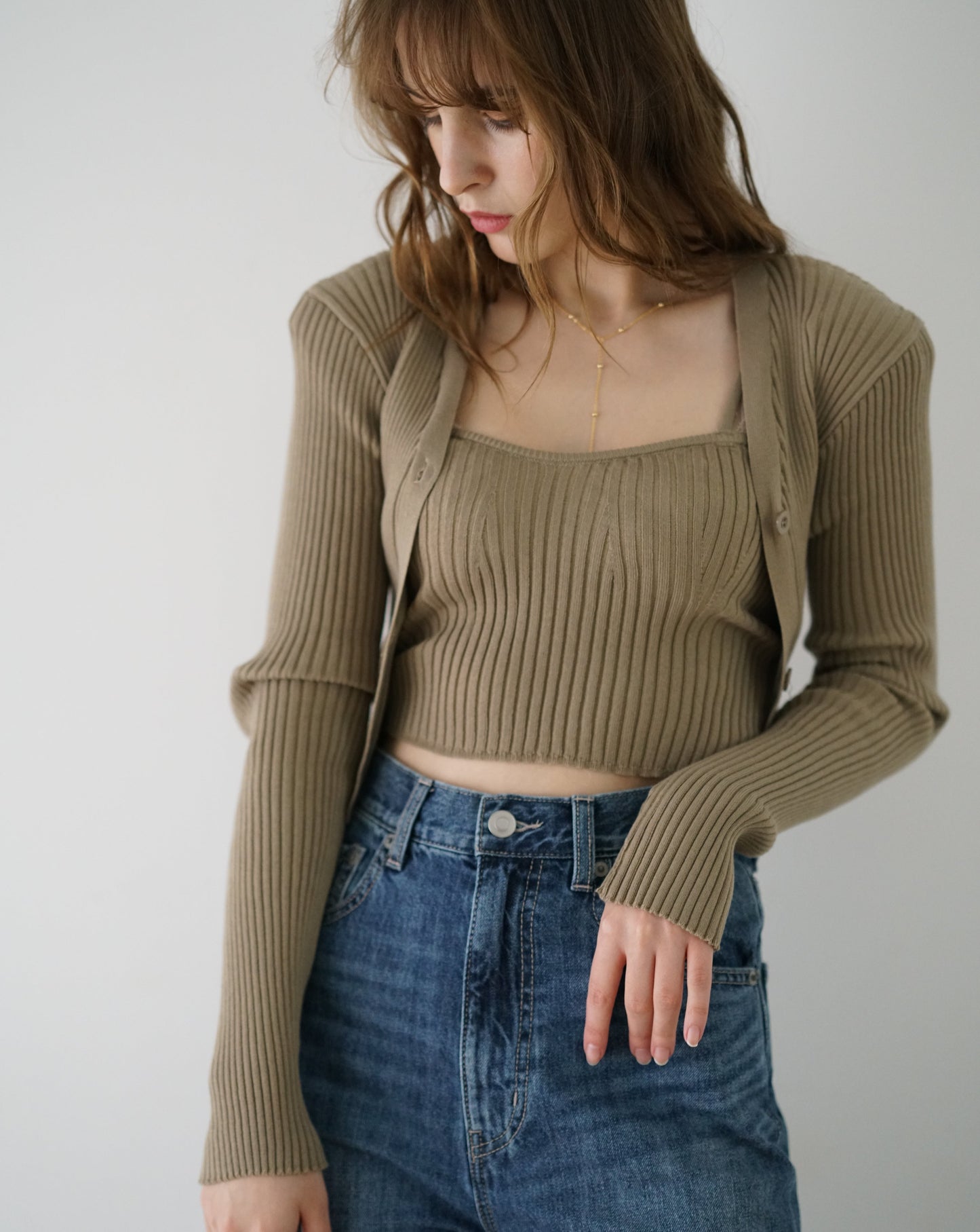 Ribknit cami &cardigan