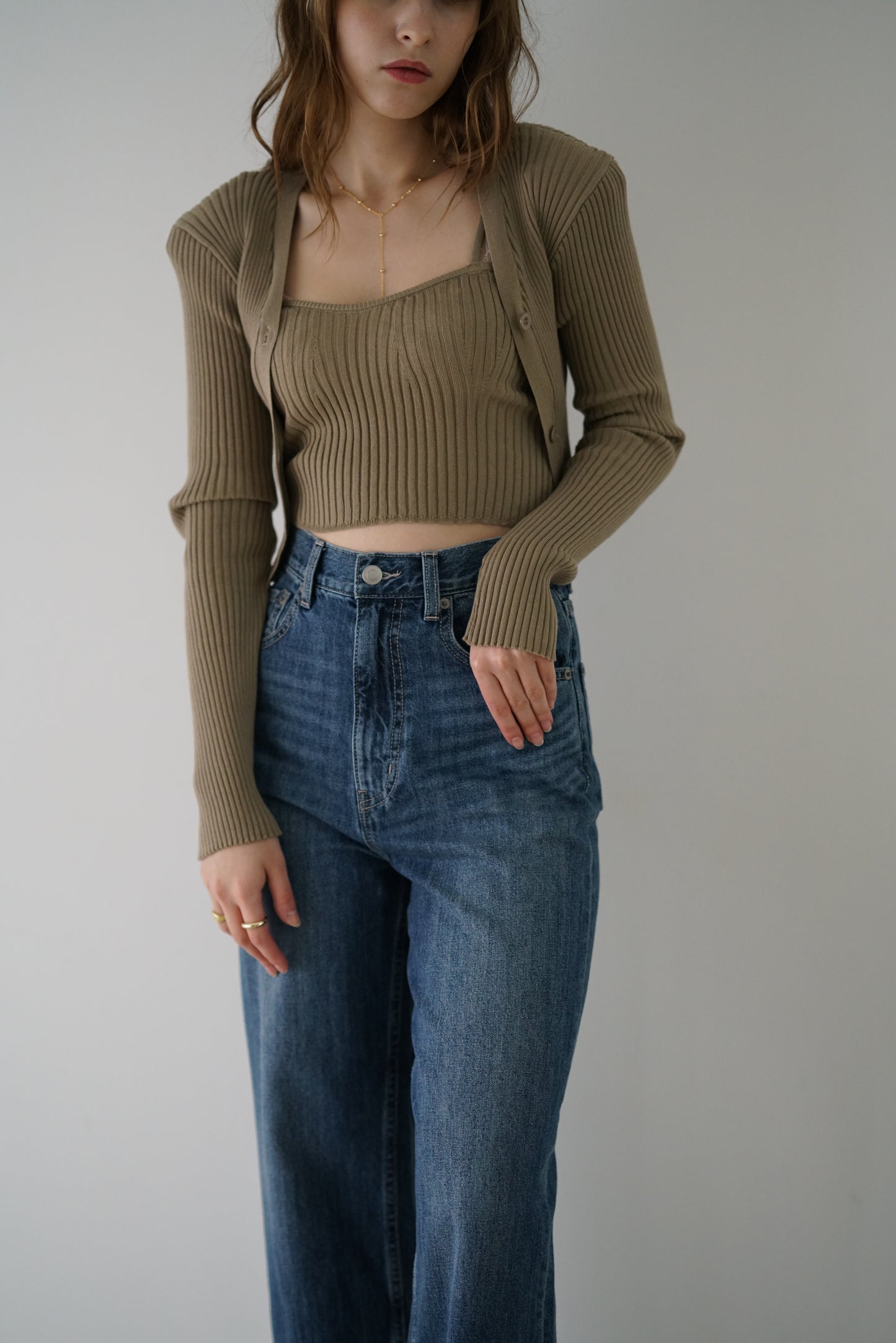 Ribknit cami &cardigan