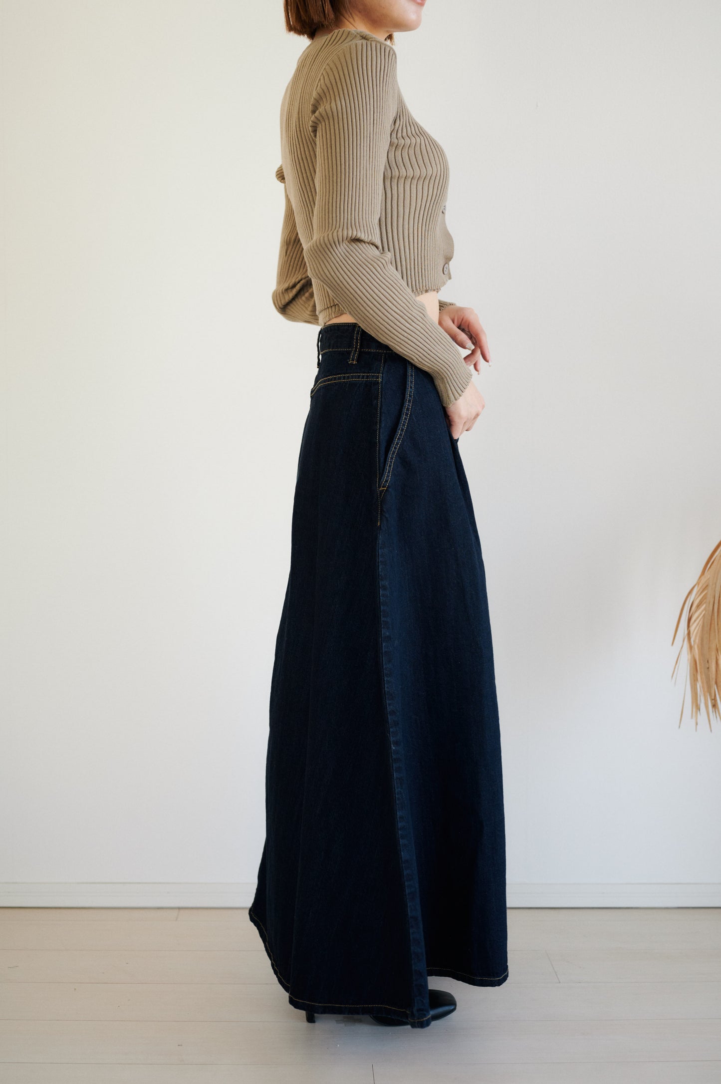 Denim long skirt