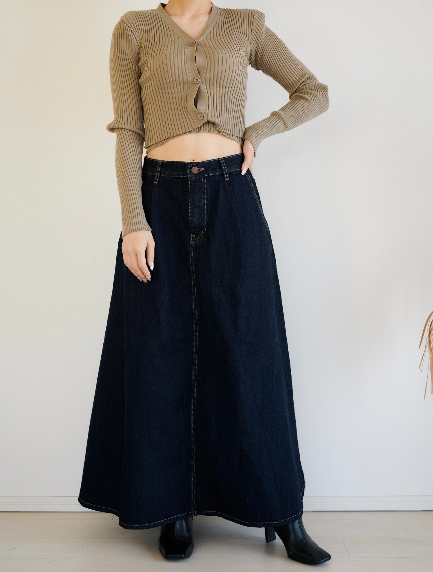 Denim long skirt