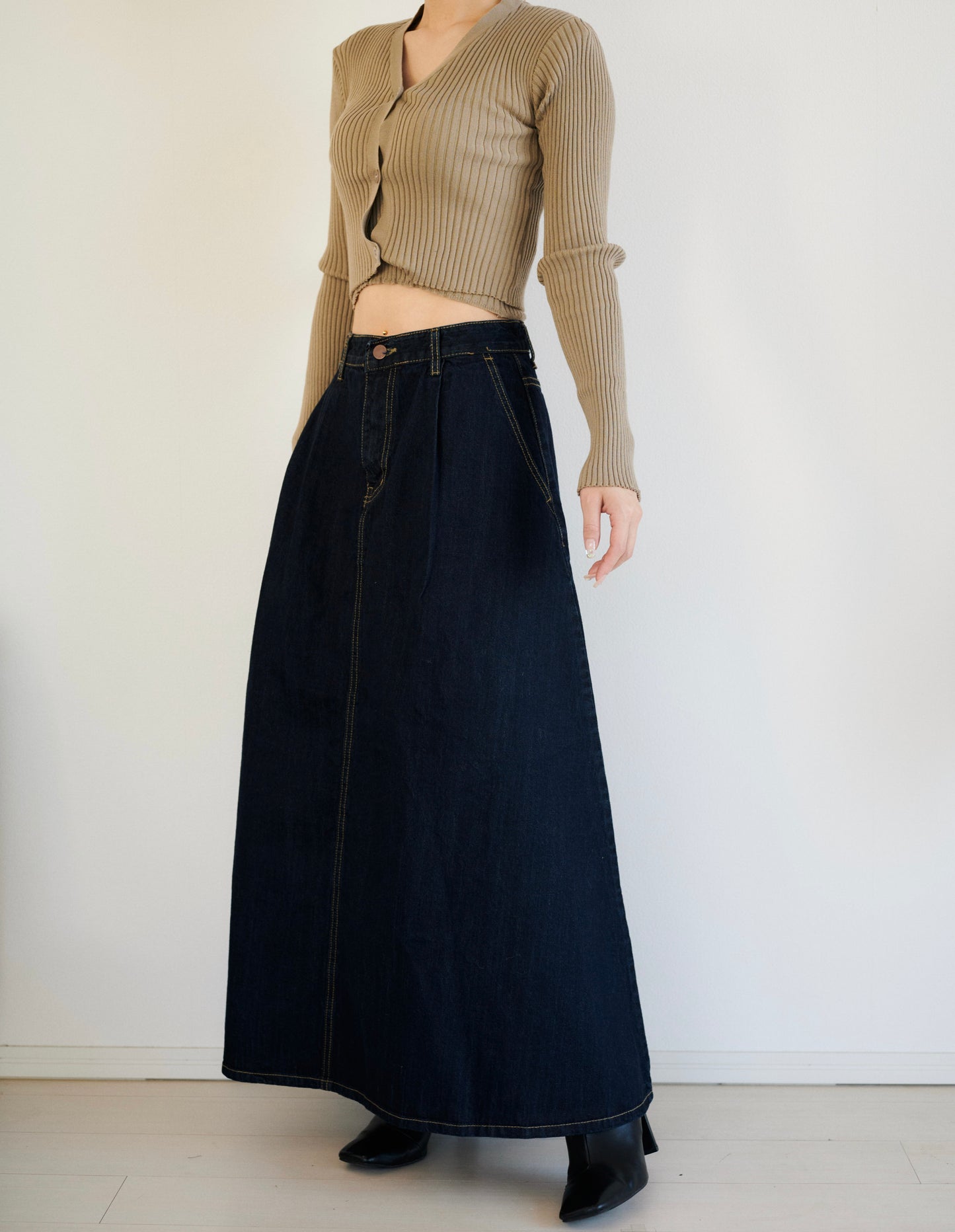 Denim long skirt