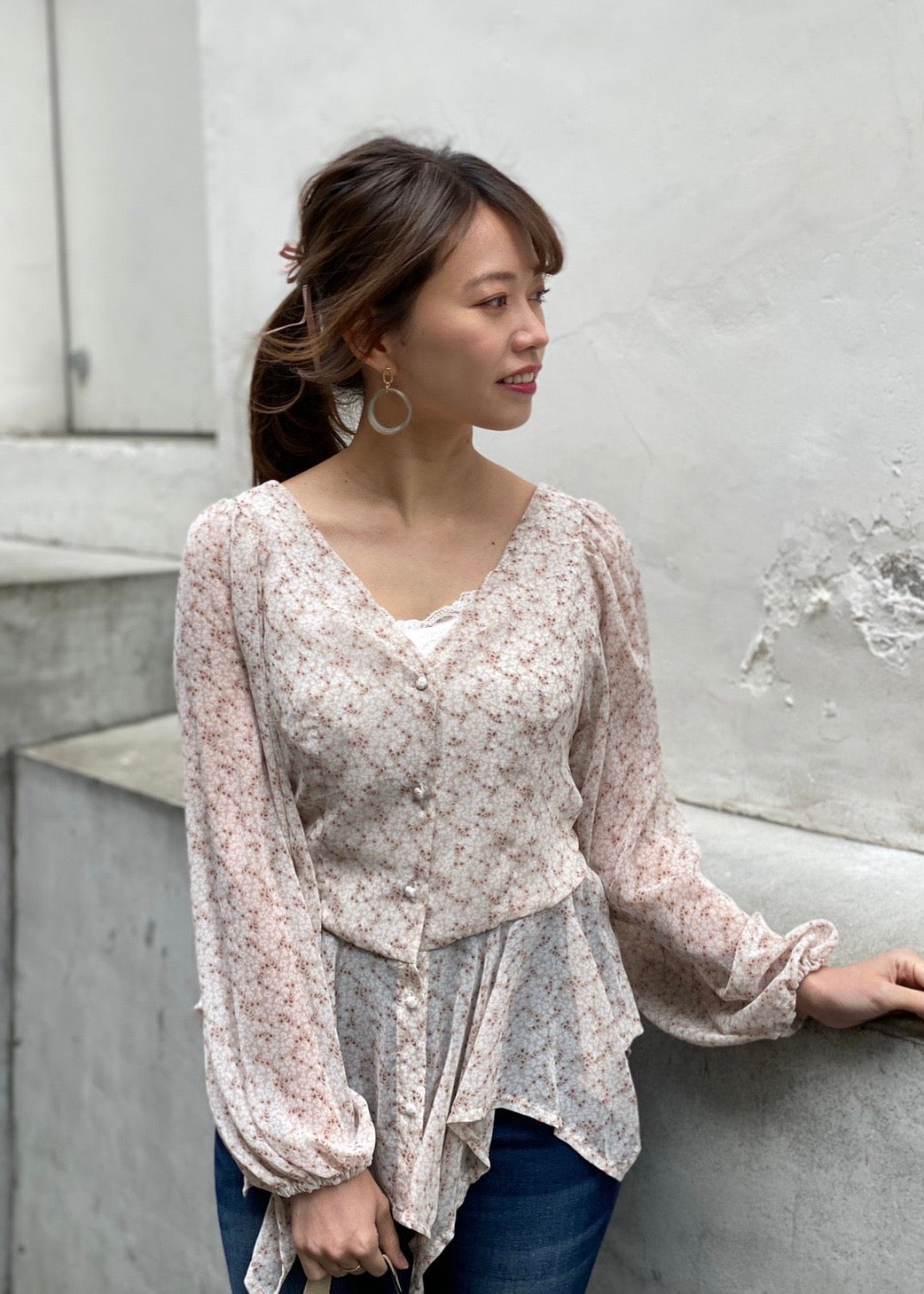 Flower chiffon blouse