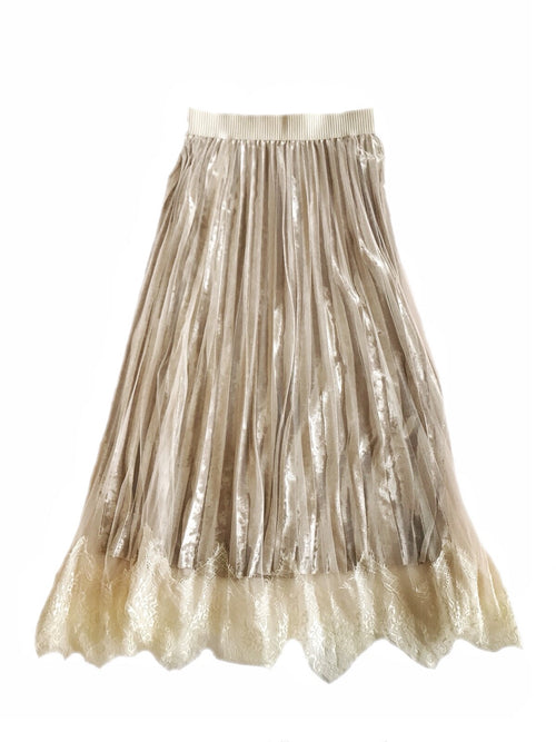 Pleated velor skirt