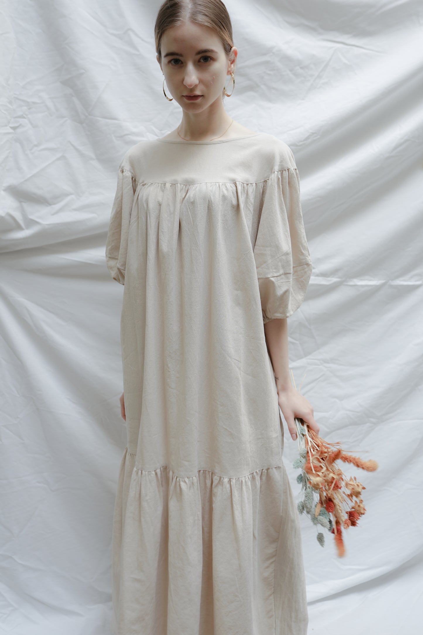 linen volume sleeve one-piece