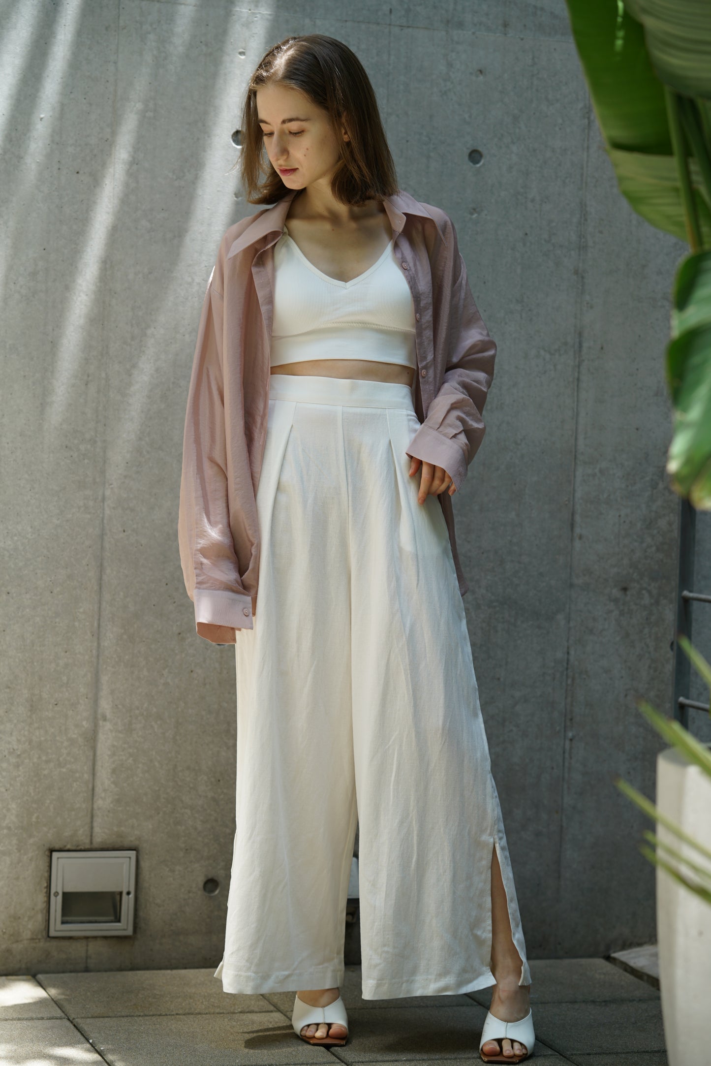 Slit wide pants