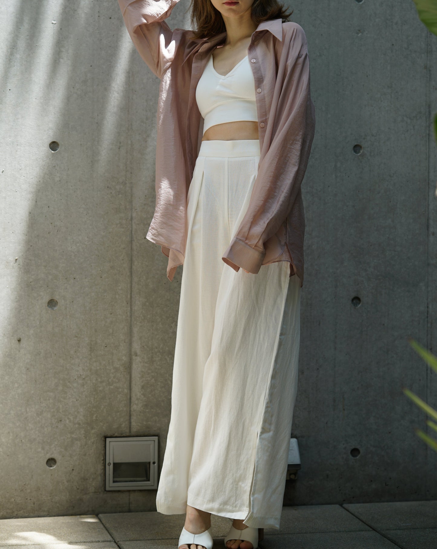 Slit wide pants