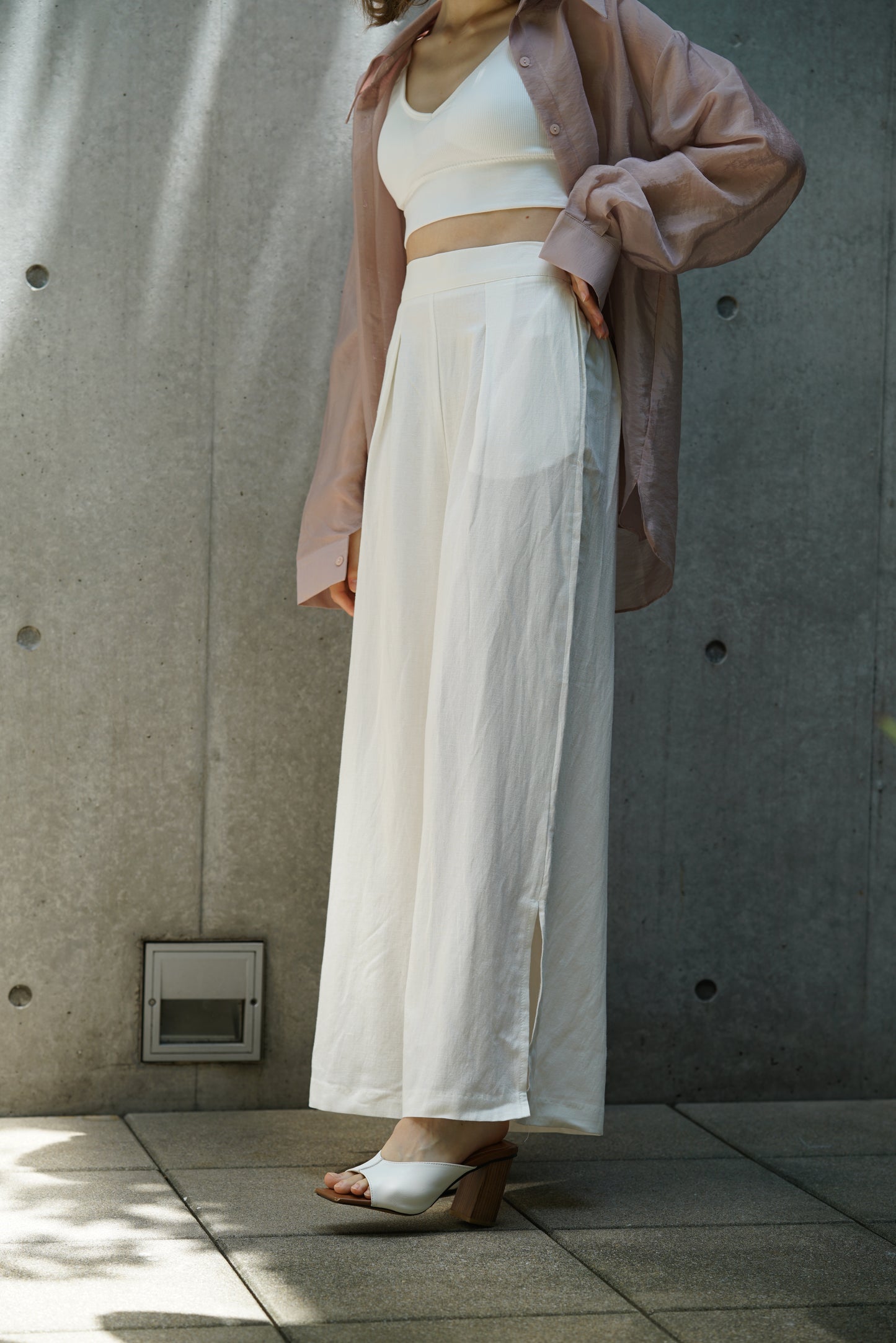 Slit wide pants