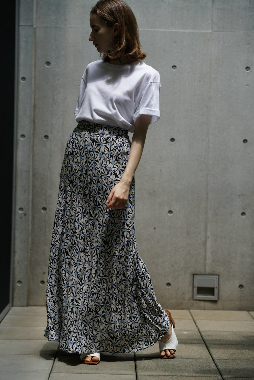 Flower aline long skirt