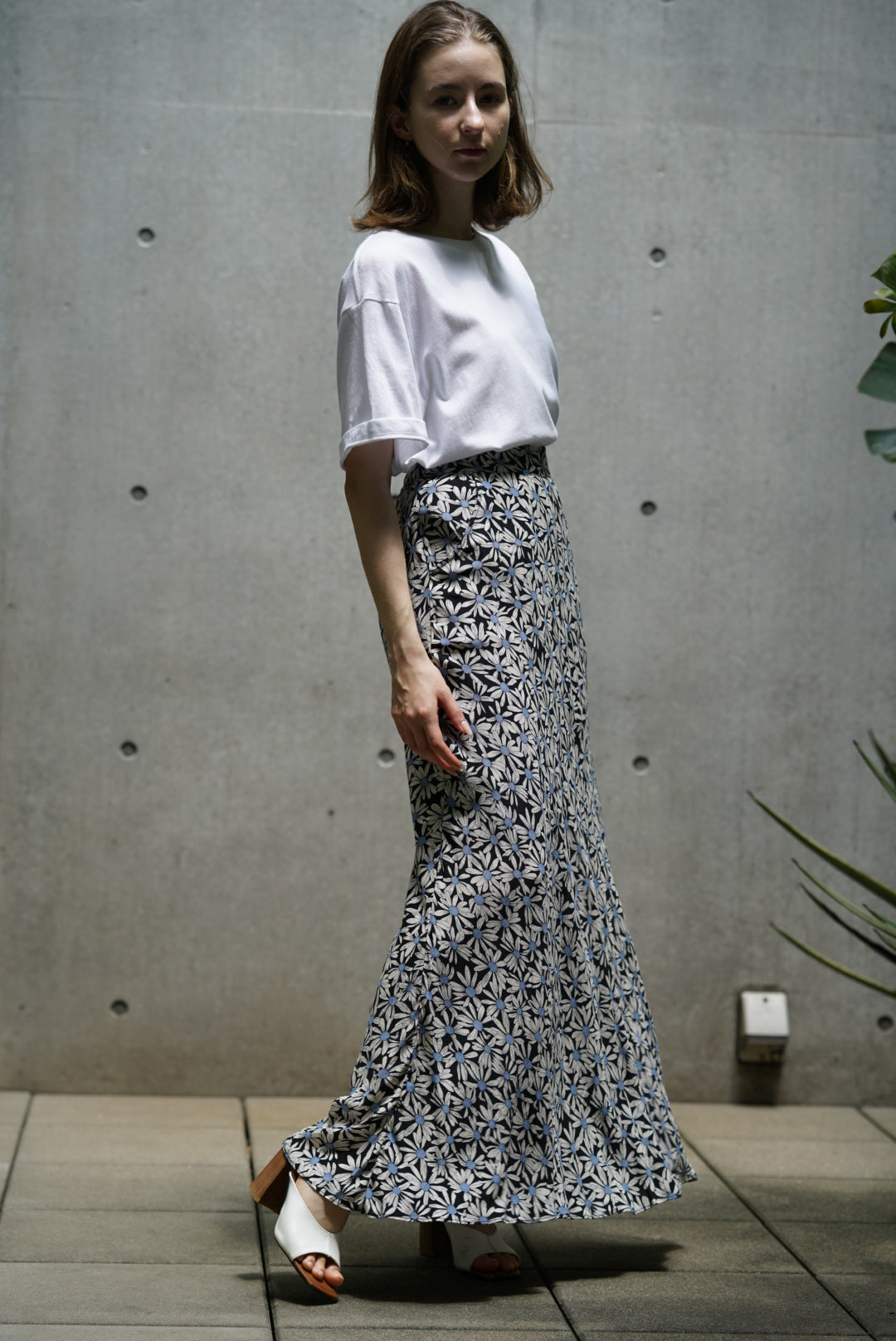 Flower aline long skirt