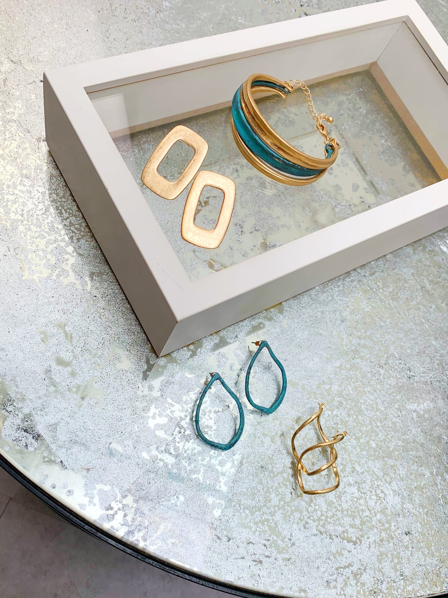 Square hoop pierce.