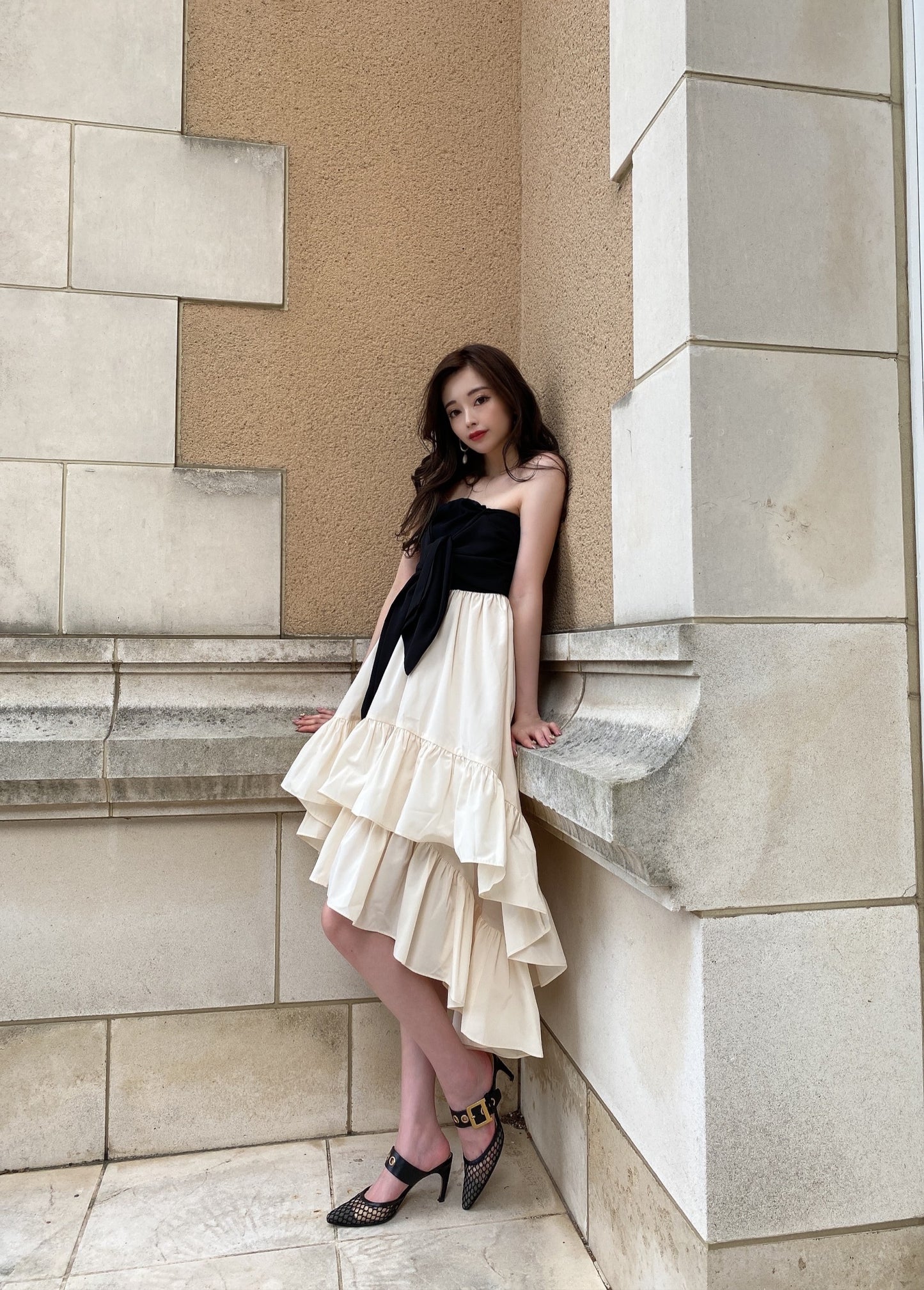 【eve46コラボ】Long frill camisole dress