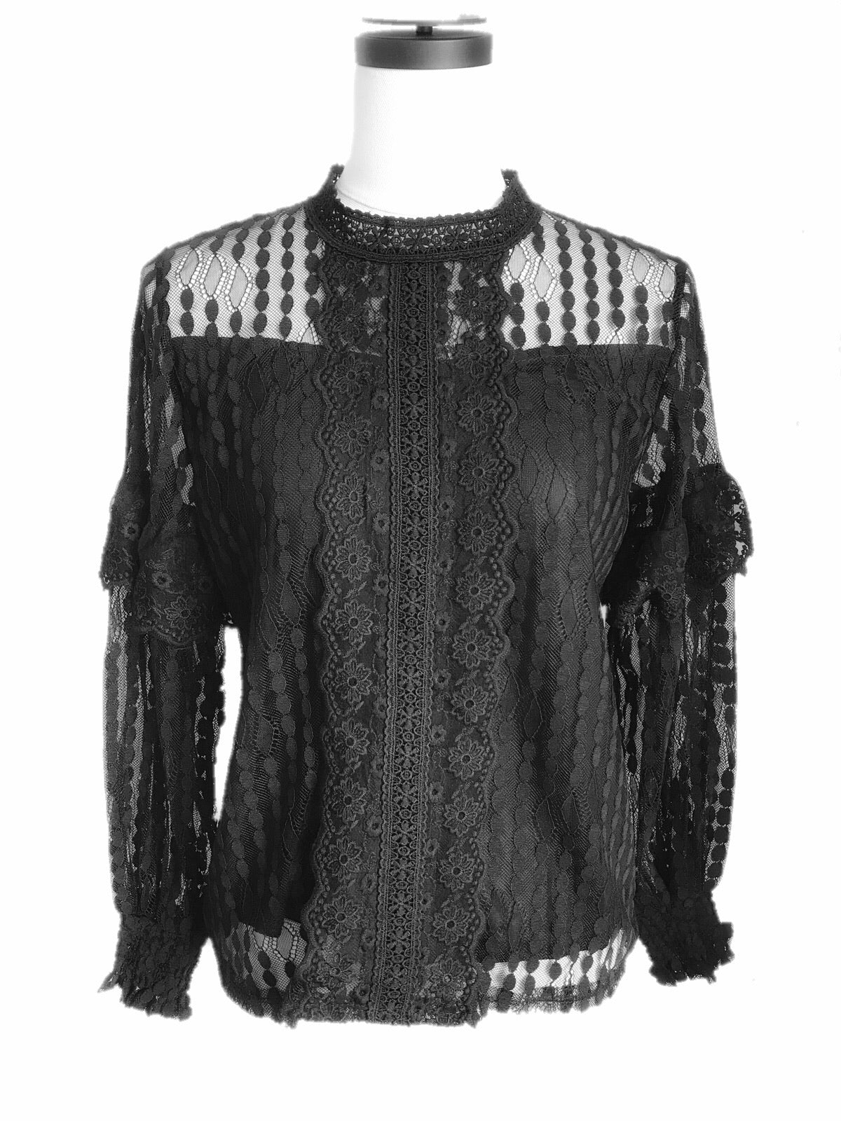 Classical lace blouse [WHITE/BLACK]