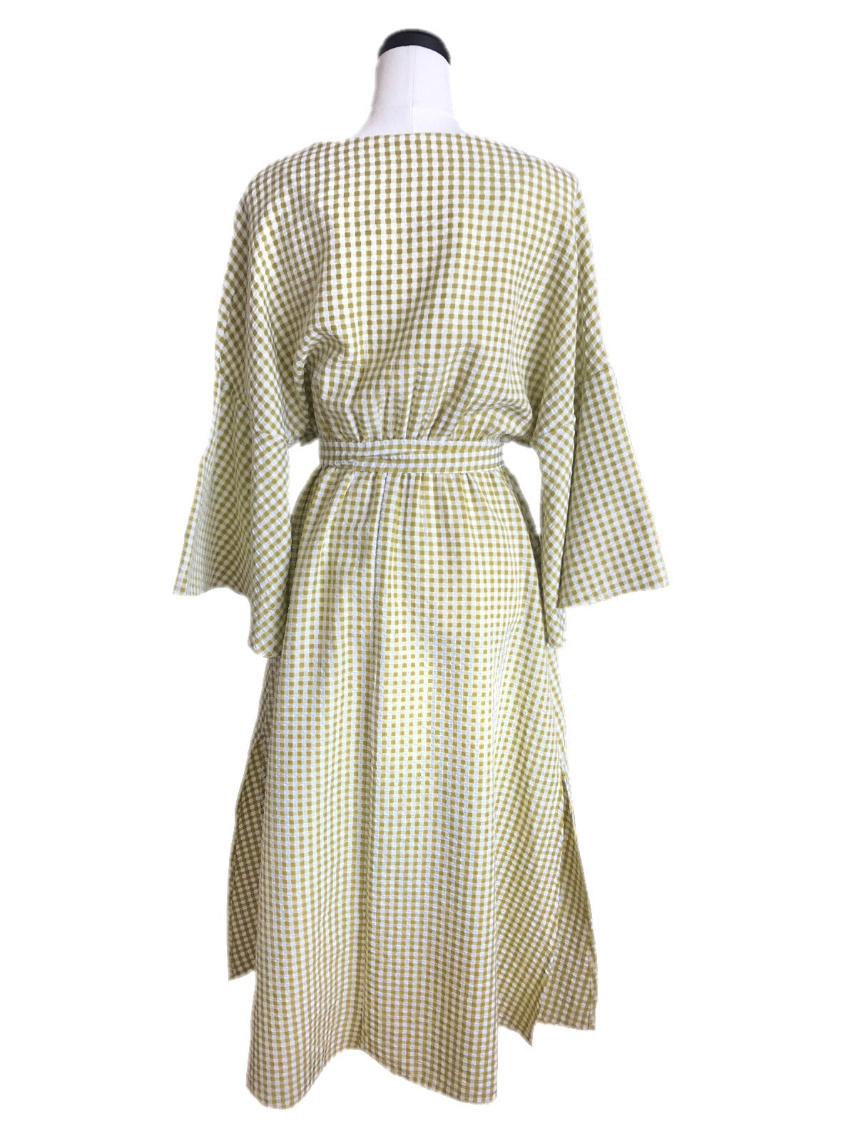 Gingham check long one-piece [YELLOW/BLACK]