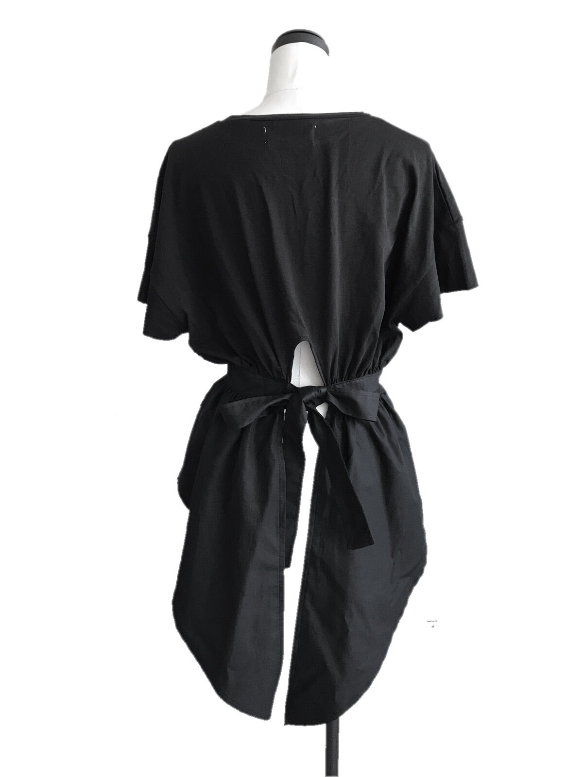 Peplum ribbon blouse[WHITE/BLACK]