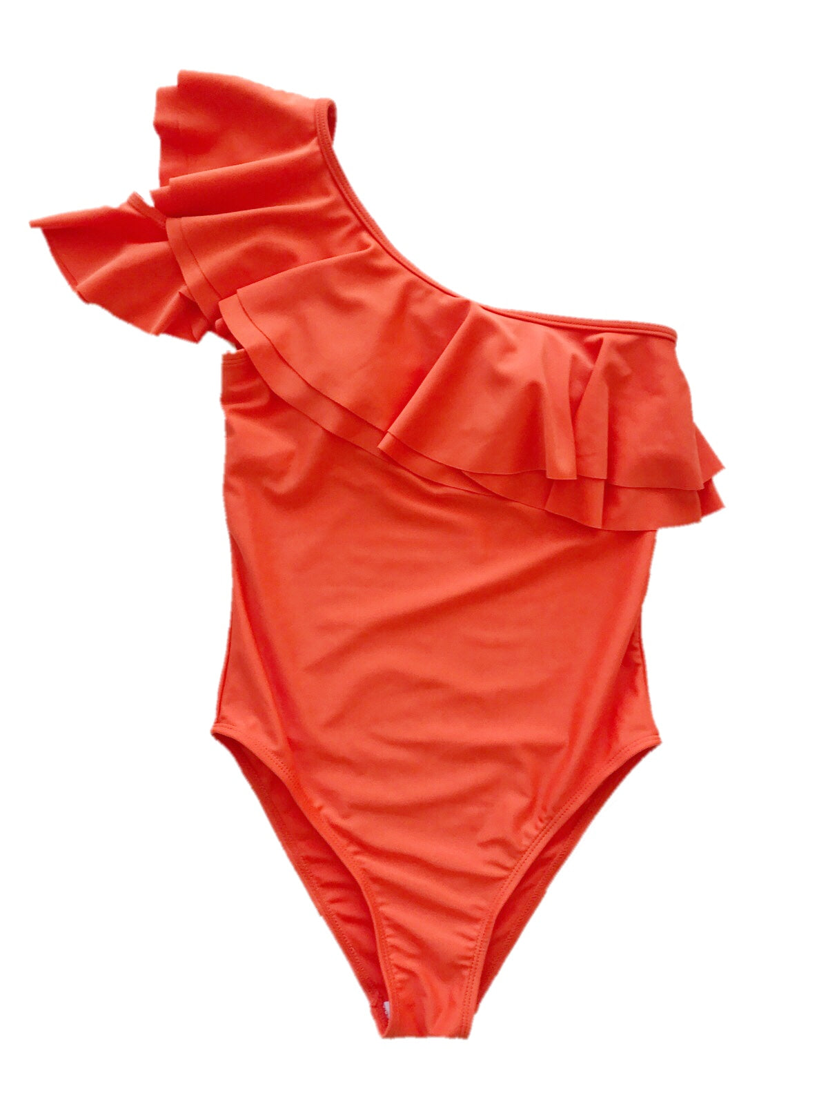 One shoulder frill swim wear