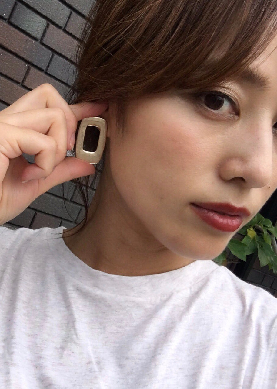 Square hoop pierce.